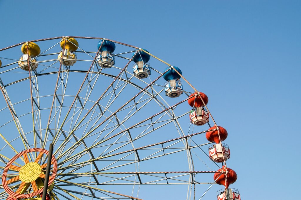 ferris wheel, amusement park, ride